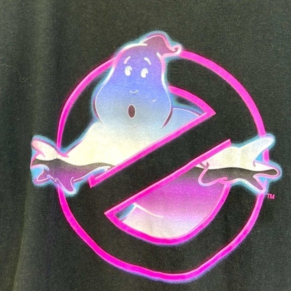 Mad Engine - Ghostbusters Hot Pink Logo Black Shirt Sleeve T Shirt Size Large - Picture 7 of 9